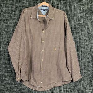 TOMMY HILFIGER Vintage Plaid Men's Long Sleeve Button Down Shirt L #817